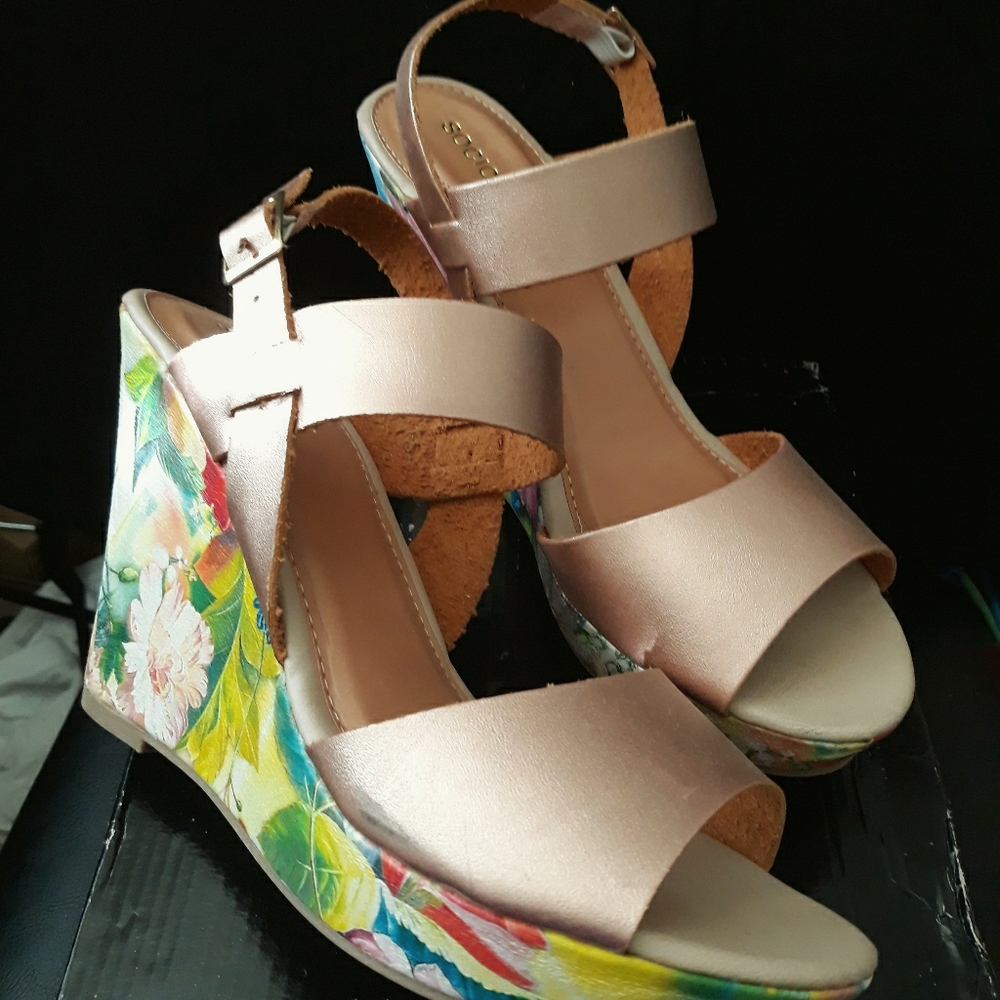 Rose Gold Floral Heel Sandals